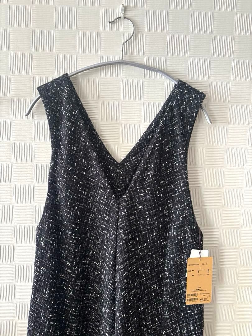 きーぶー　新品タグ付　ビアズリー ツィードフレアワンピース　ブラック系