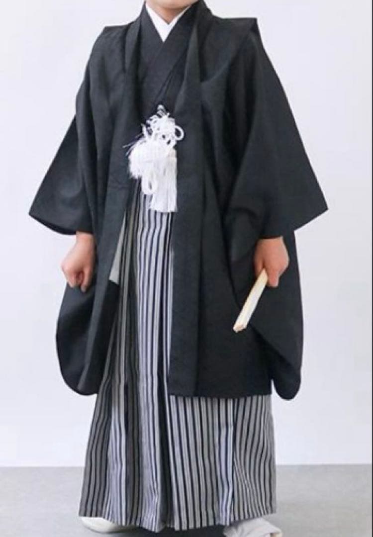 黒地紋　羽織袴セット　紋付　七五三　3歳　5歳　フルセット　袴　　試着のみ