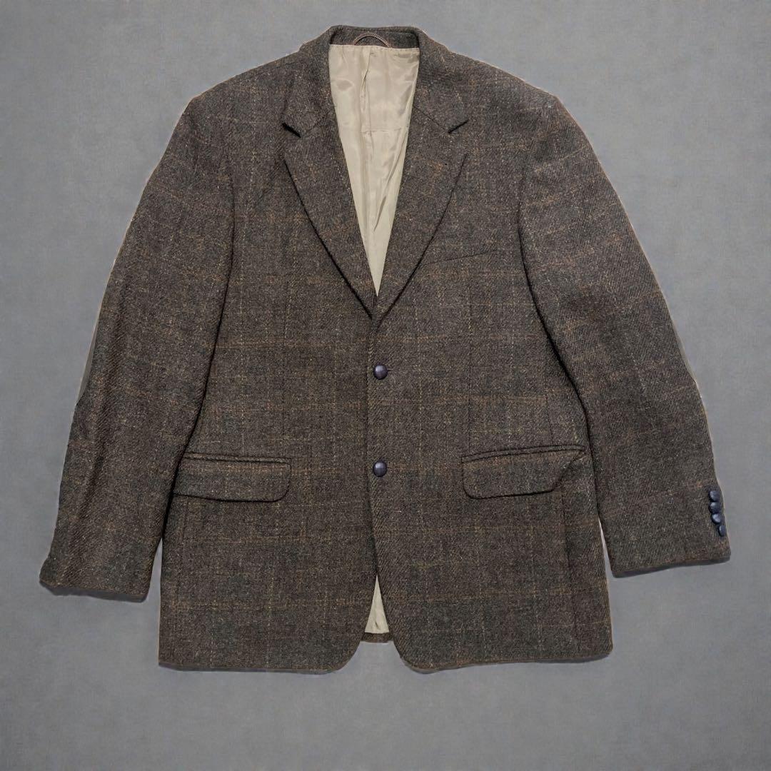 ハリスツイード80~90s USA製 ウール ツイードパッチテーラードジャケット