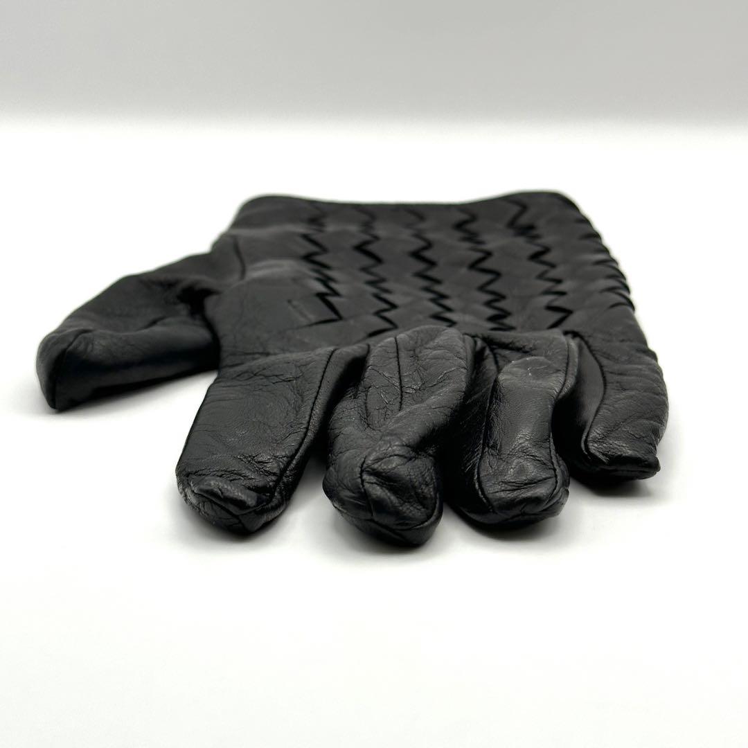 ボッテガヴェネタ 手袋 レザーグローブ イントレチャート 75 ブラック