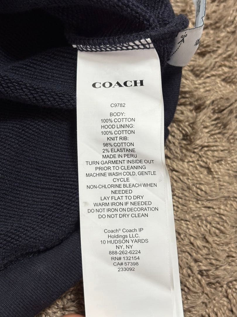 COACH 袖ロゴ スウェットパーカーワンピース XS 黒　コーチ　ネイビー