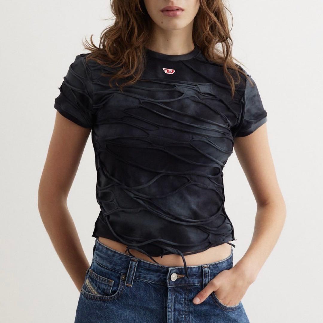 完売品✨ DIESEL Dロゴ タイダイ ダメージ加工 カットソー