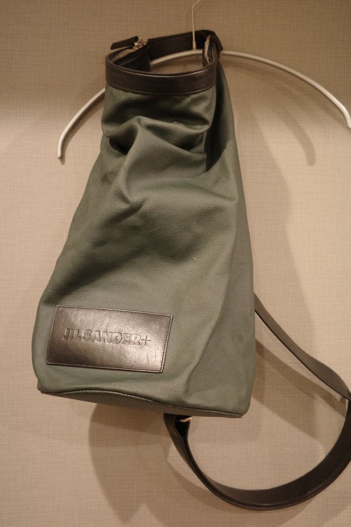 JIL SANDER+ オリーブグリーン ドラムバッグ