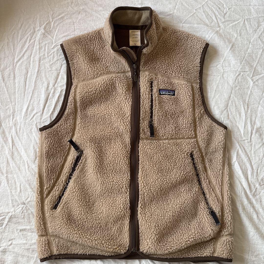 00s パタゴニア フリースベスト ベージュ ブラウン レトロx 23045