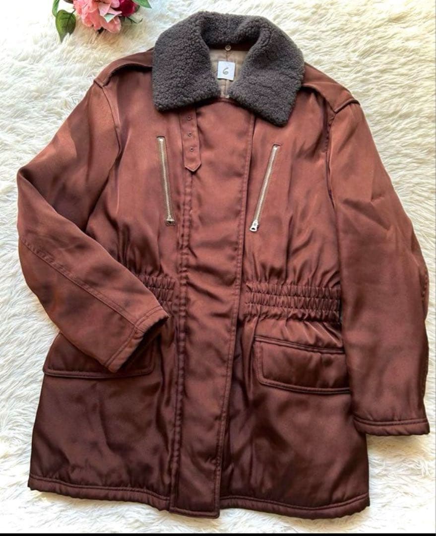 6（ロク）アローズ　2way ボアカラージップコート　ムートン襟