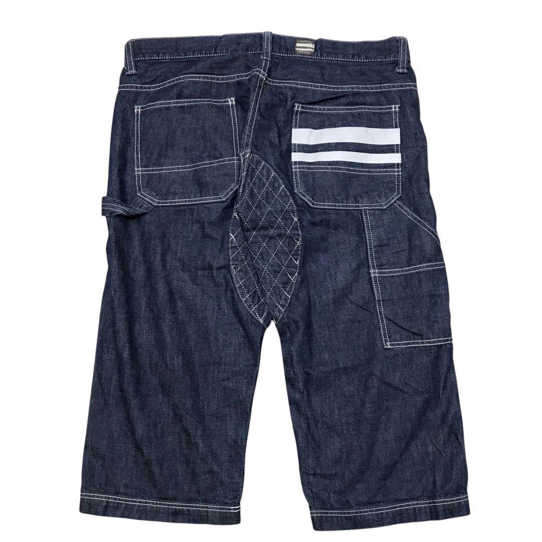 美品　桃太郎ジーンズ　ダイヤキルト　ハーフショートペインタージーンズ　デニム