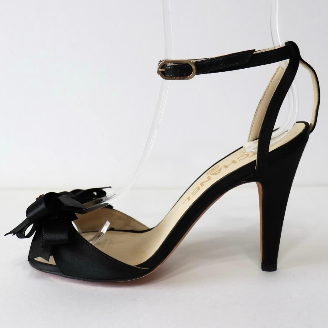 未使用 CHANEL シャネル サンダル リボン ココマーク ブラック 23cm