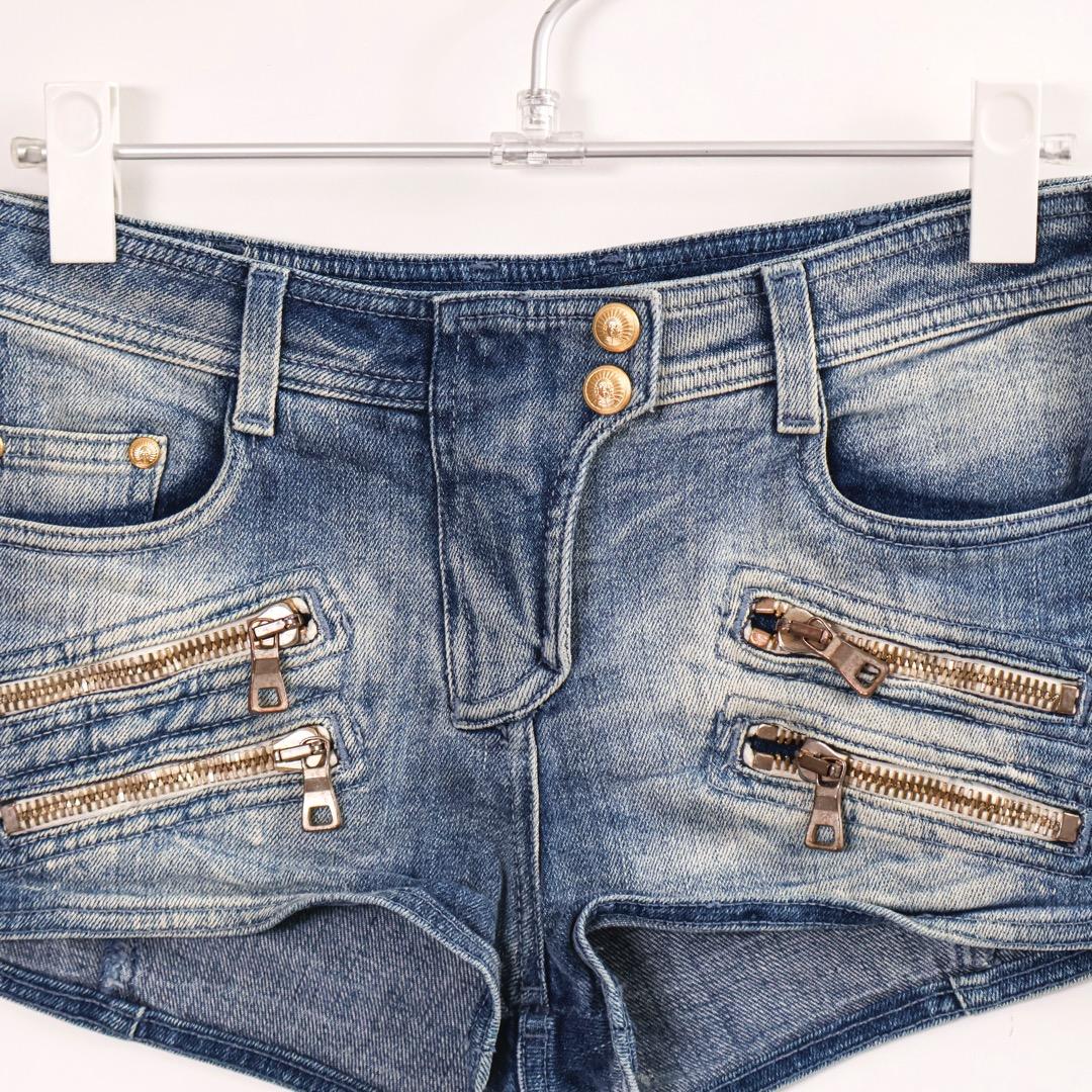 E3925◾️バルマン デニム ダメージ加工ホットパンツ