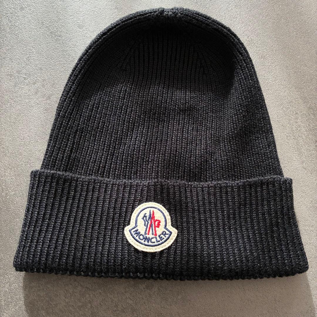 美品　MONCLER モンクレール　ニット帽　ビーニー　ブラック