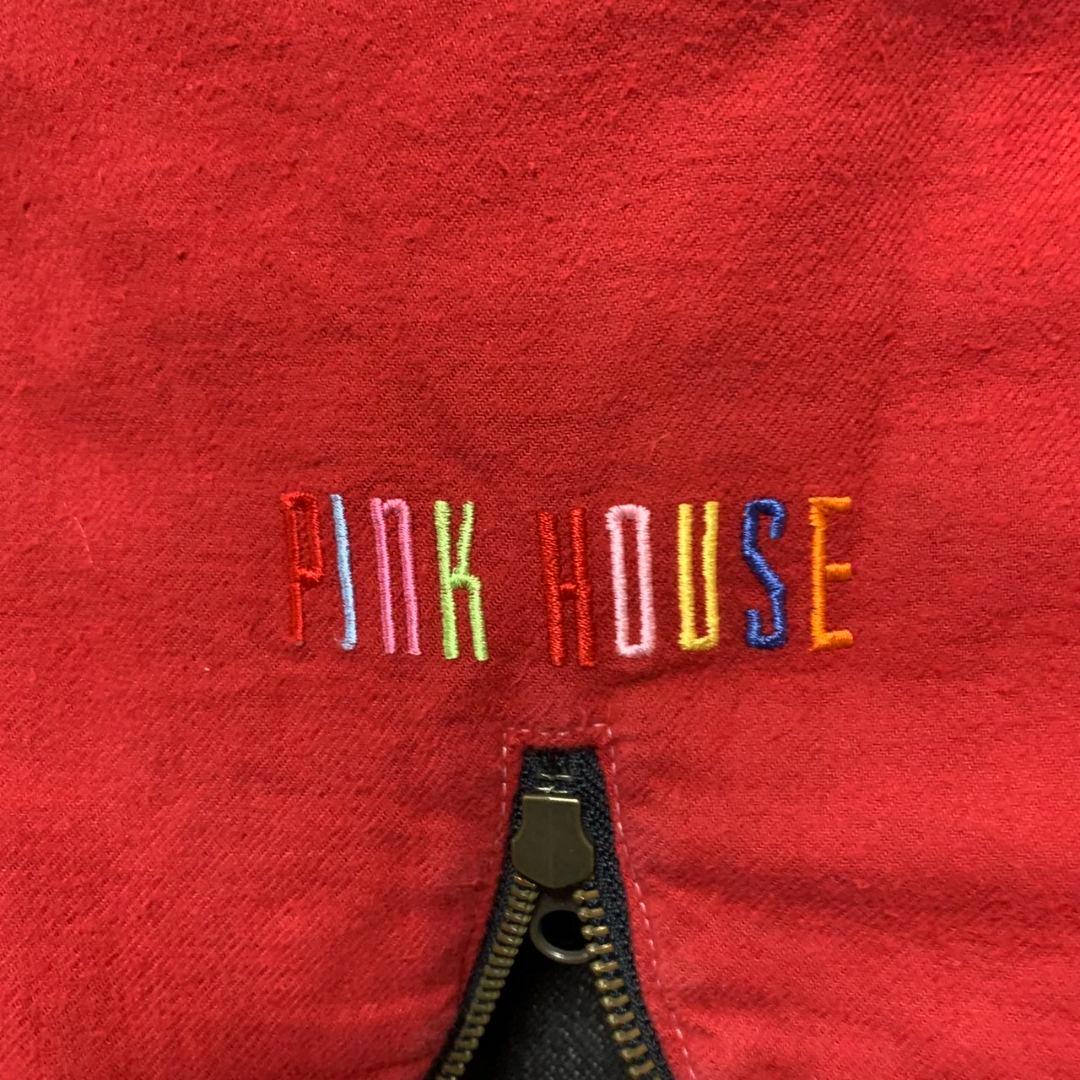 【ピンクハウス】デニムジャケットブルゾンブランド刺繍ロゴ フード付き