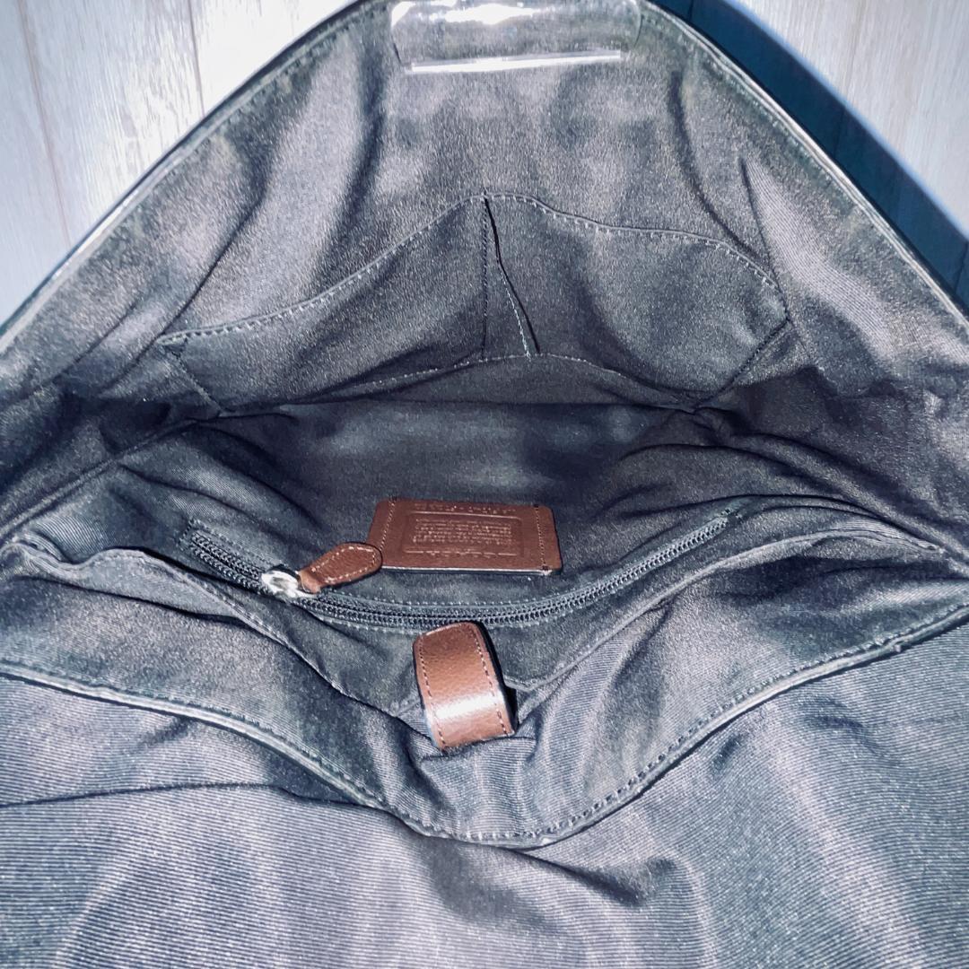 美品 COACH コーチ ショルダーバッグ レザー ダークブラウン F72362