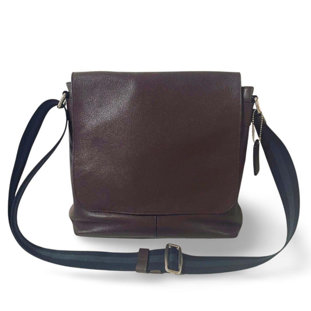 美品 COACH コーチ ショルダーバッグ レザー ダークブラウン F72362