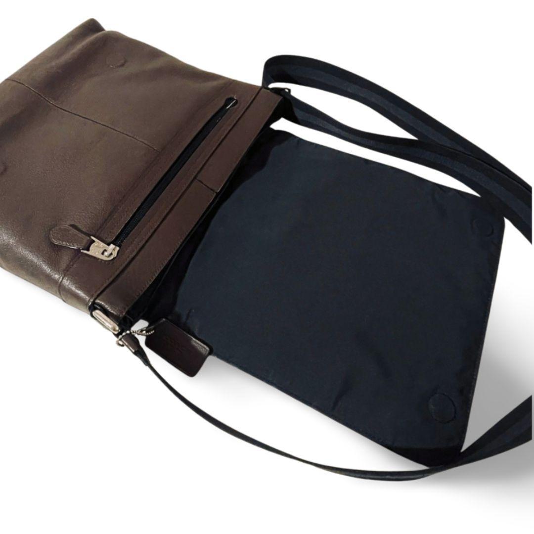 美品 COACH コーチ ショルダーバッグ レザー ダークブラウン F72362