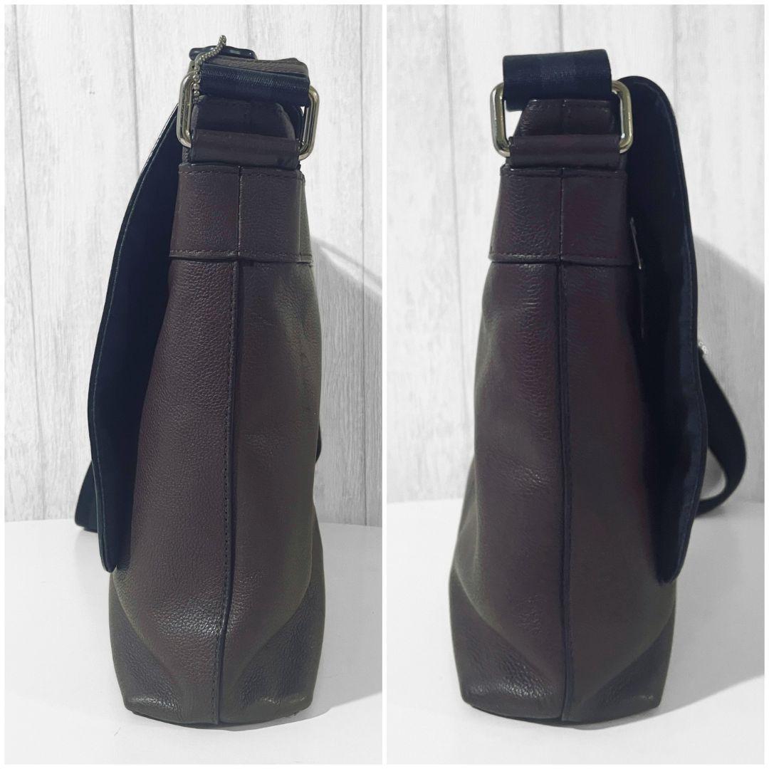 美品 COACH コーチ ショルダーバッグ レザー ダークブラウン F72362