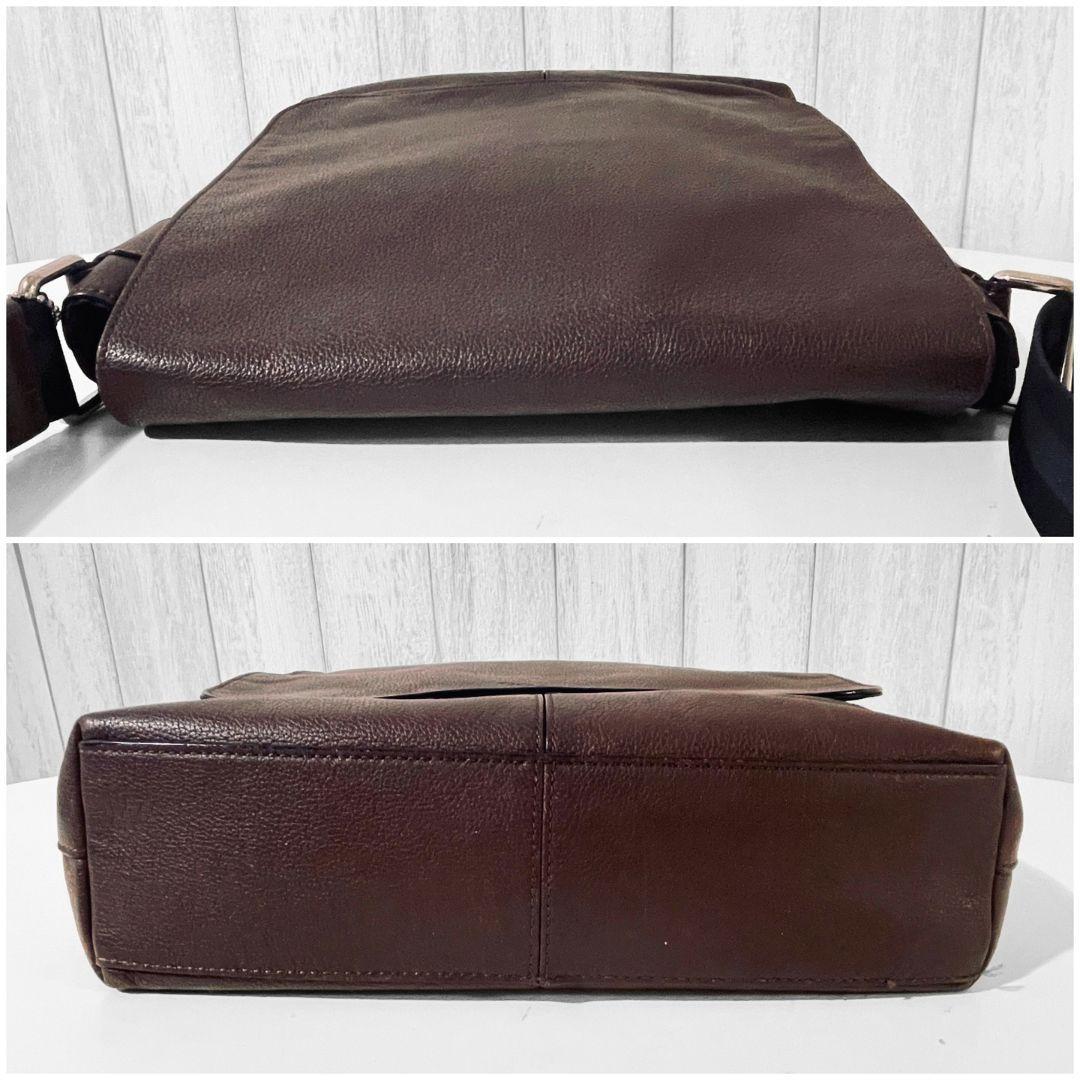 美品 COACH コーチ ショルダーバッグ レザー ダークブラウン F72362