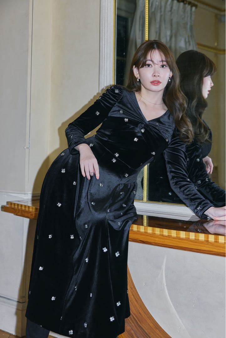 ワンピース Her lip to Belmont Floral Velour Dress M