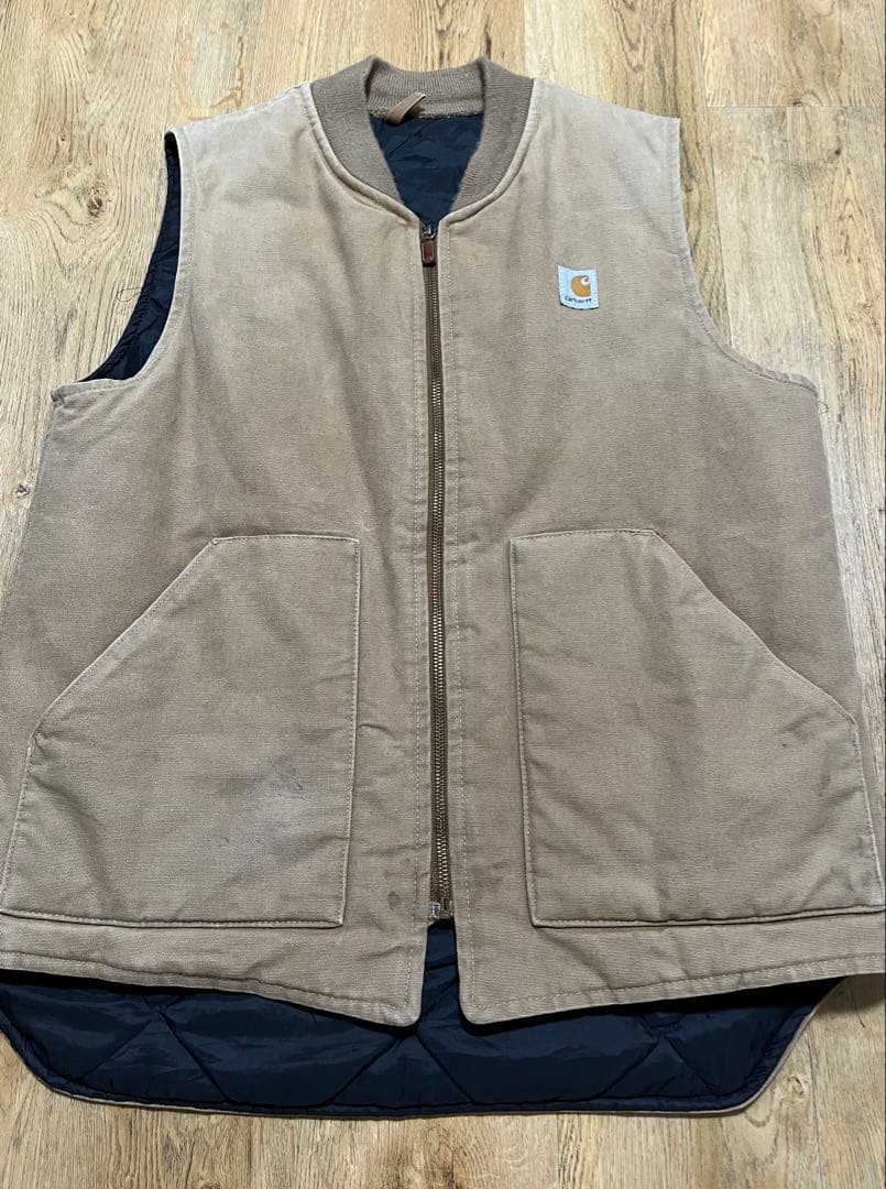 【希少 80s】カーハート 星タグ ダックベスト USA製 ベージュ L相当