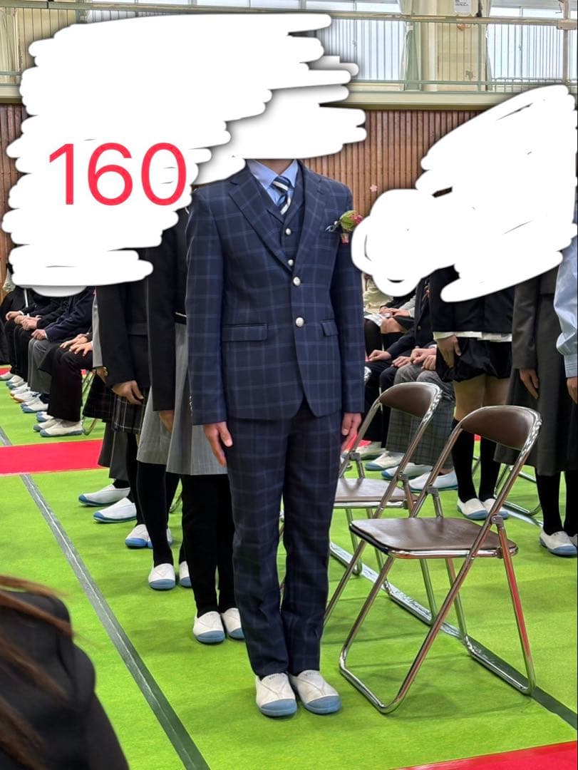 160サイズ ネイビー チェック柄スーツ WF wander factory