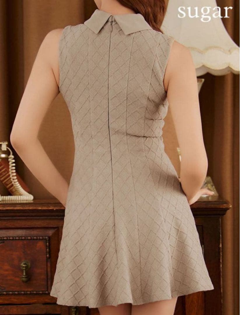 Sugarキャバドレス 襟付きシンプルラメフレアミニ