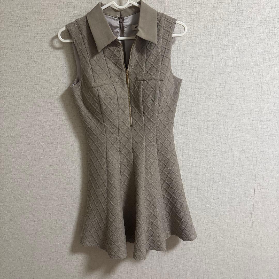 Sugarキャバドレス 襟付きシンプルラメフレアミニ