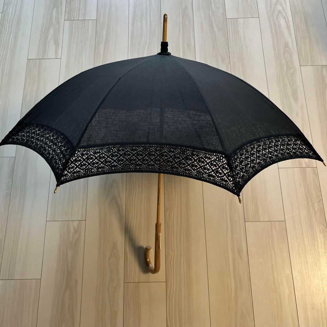バレンシアガ　日傘　長傘　黒　レース