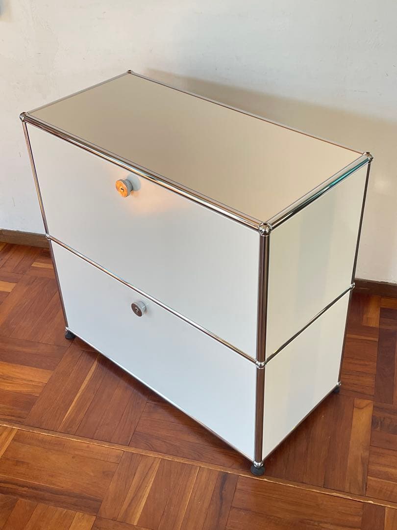 USM ハラー 1列 2段 ドロップダウン キャビネット ピュアホワイト