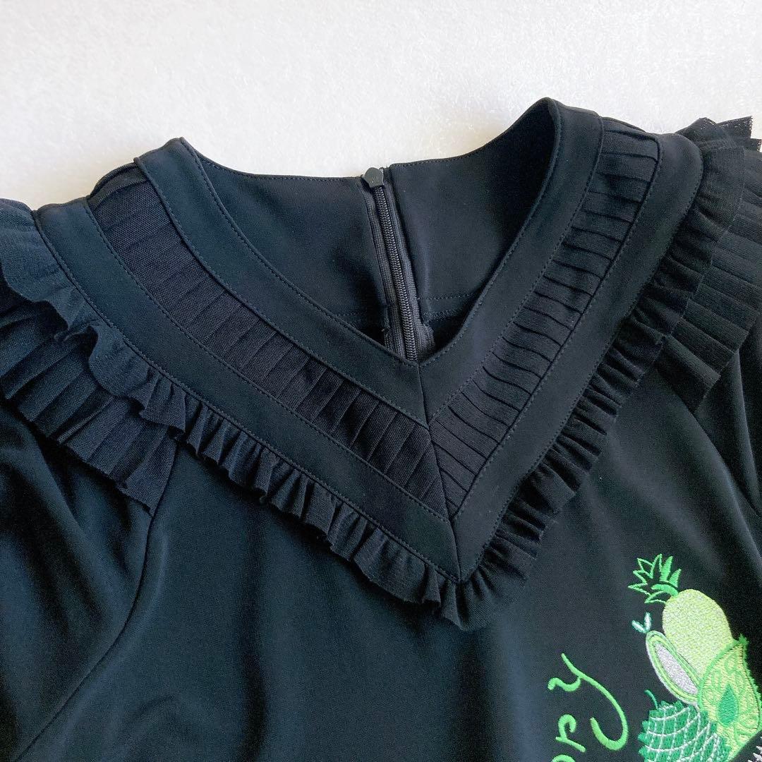 トクコプルミエヴォル エスニック柄 ゆったり 変形チュニックワンピース 刺繍 黒