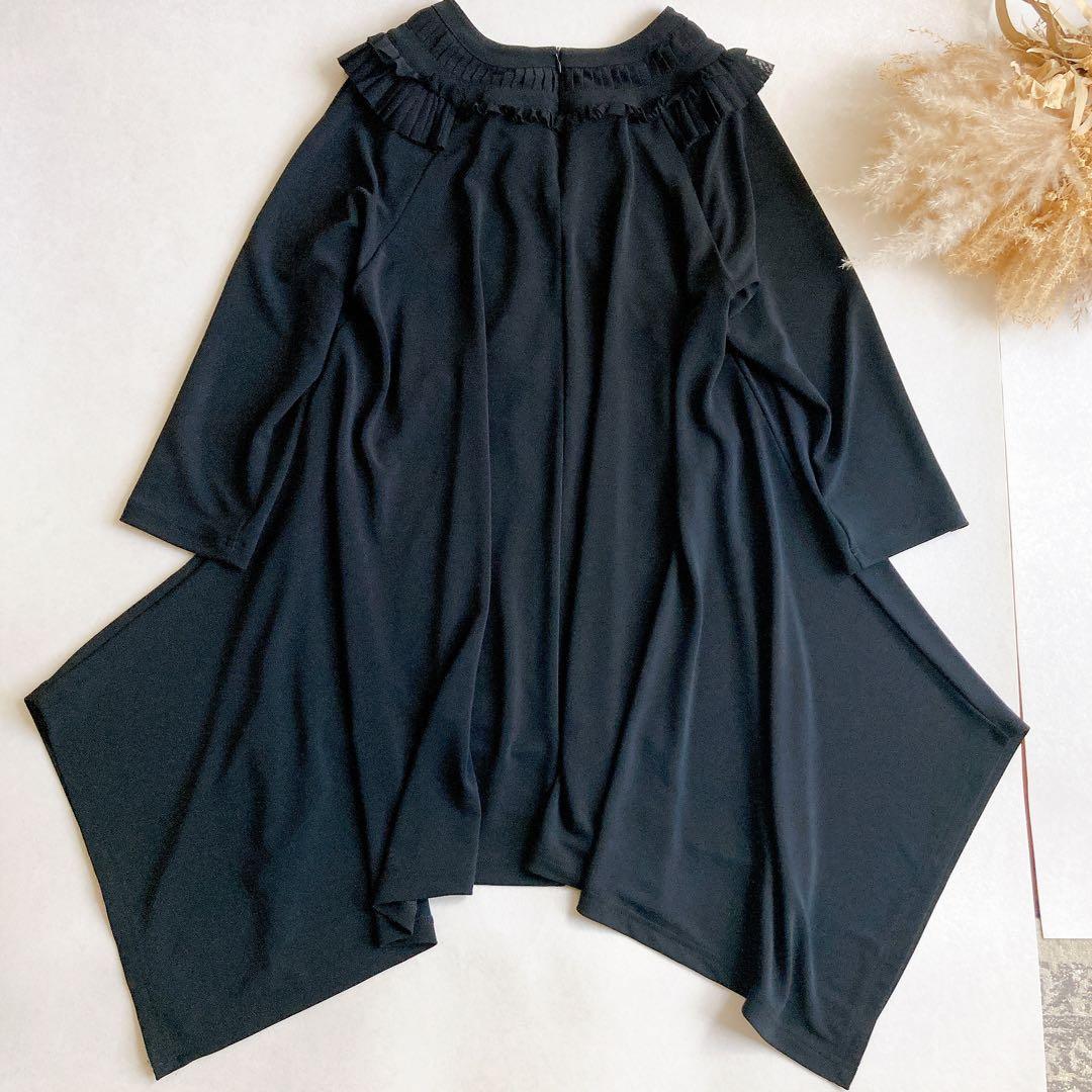 トクコプルミエヴォル エスニック柄 ゆったり 変形チュニックワンピース 刺繍 黒