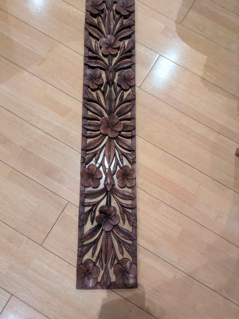 えむさん専用　バリ雑貨　木製レリーフ、花彫刻　約90x18.5cm　5枚セット