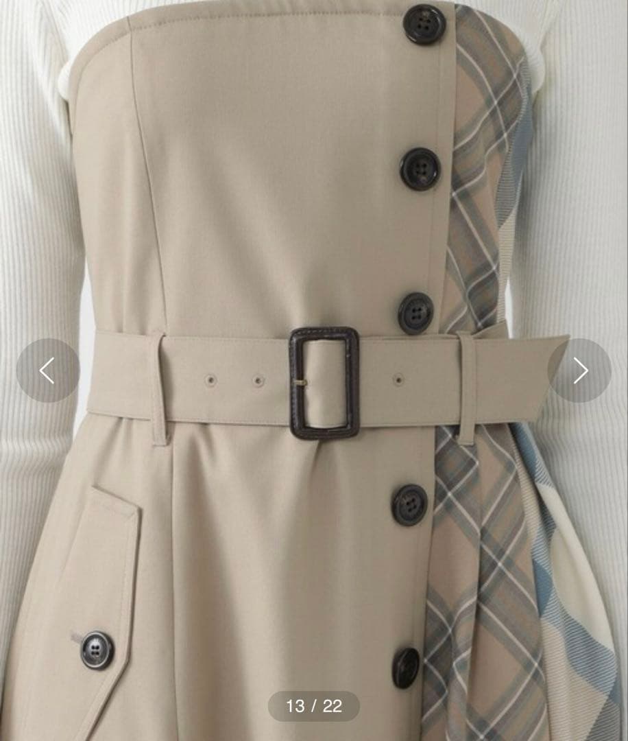 美品 ブルーレーベル クレストブリッジ ニットコンビワンピース ベージュ 春秋冬