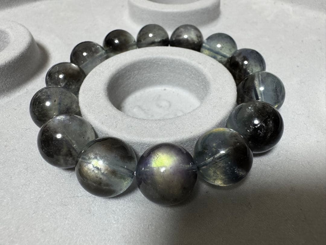 超高品 稀少 ブラックフラッシュ アクアマリン ブレスレット 運気UP