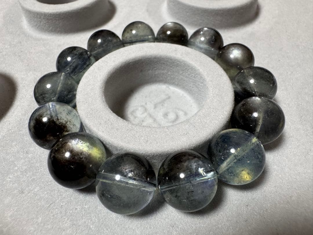 超高品 稀少 ブラックフラッシュ アクアマリン ブレスレット 運気UP