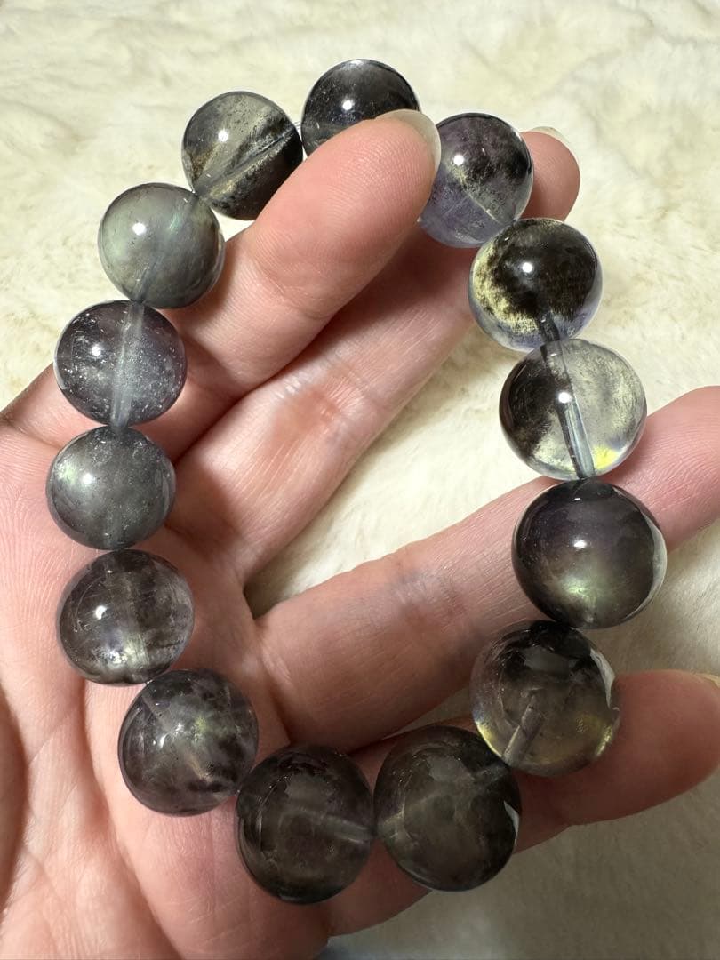 超高品 稀少 ブラックフラッシュ アクアマリン ブレスレット 運気UP