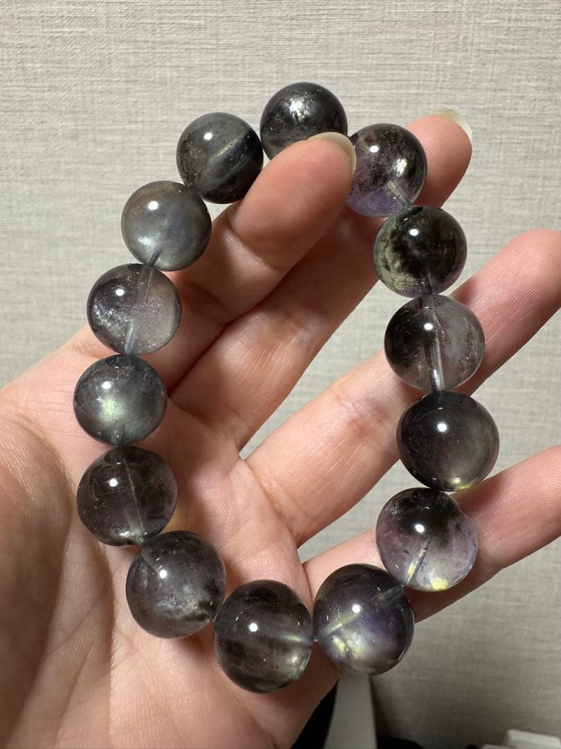 超高品 稀少 ブラックフラッシュ アクアマリン ブレスレット 運気UP