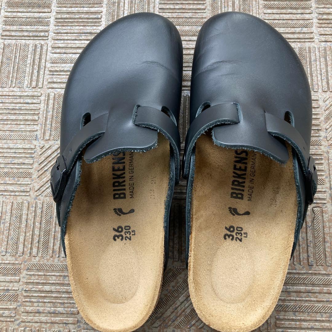 美品 ビルケンシュトック 36 23.0 ボストン サボサンダル レザー 黒