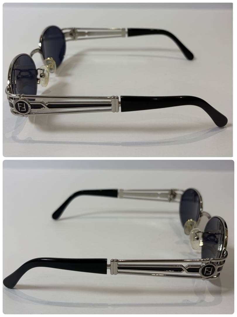 【美品】FENDI FS148 オーバル型 FFロゴサングラス メタルフレーム