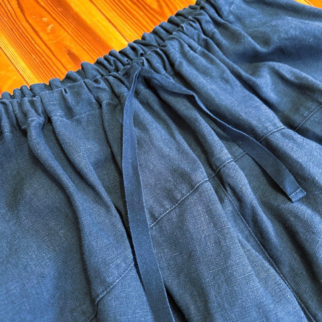 nest Robe リネンフリンジレースドロワーズパンツ　黒　ネストローブ