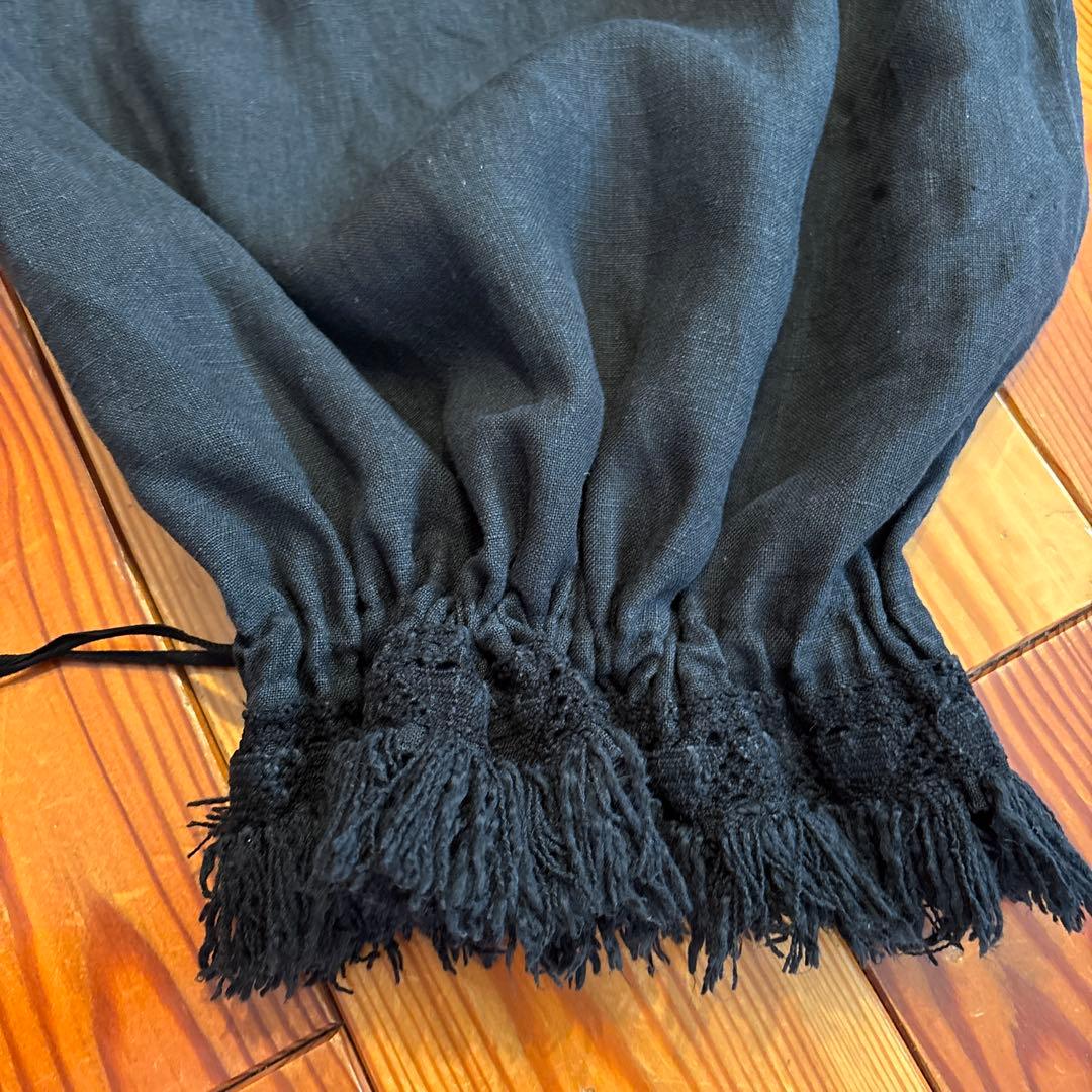 nest Robe リネンフリンジレースドロワーズパンツ　黒　ネストローブ