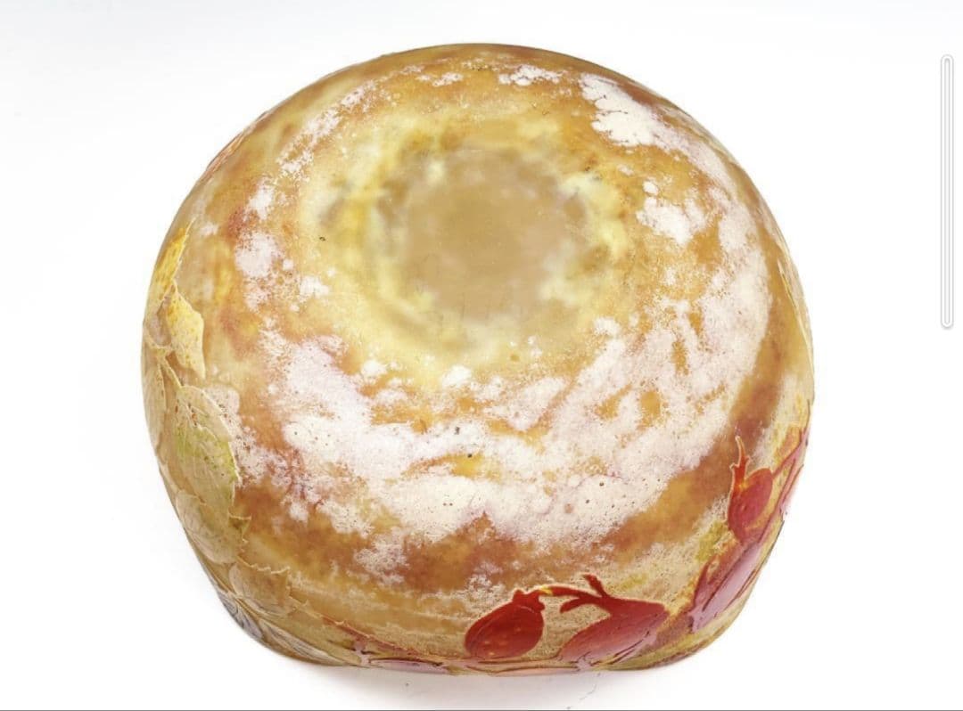 ドームナンシー ローズヒップ文 ガラス鉢 ボウル 花瓶 フランス