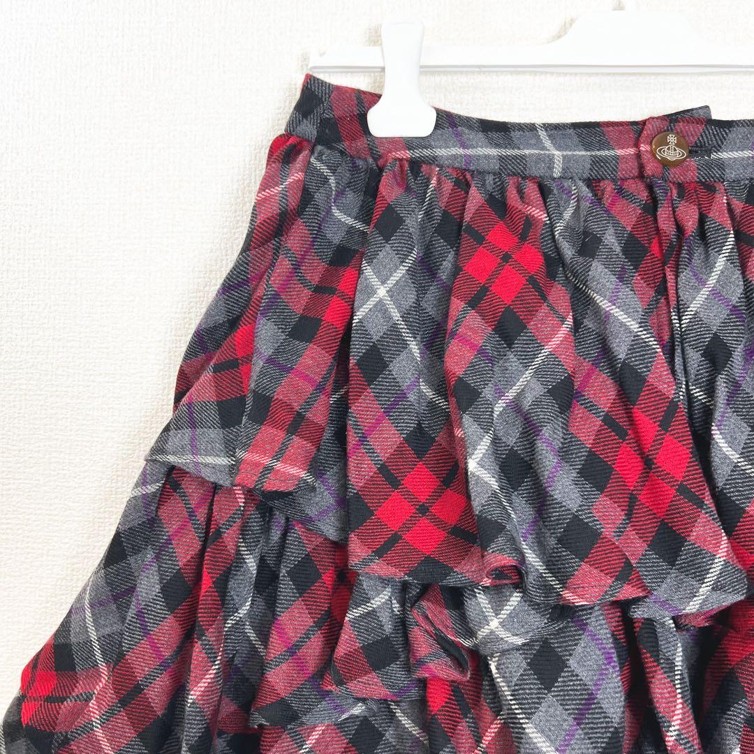 ヴィヴィアンウエストウッド　ティアード　ミニ　スカート　チェック　変形
