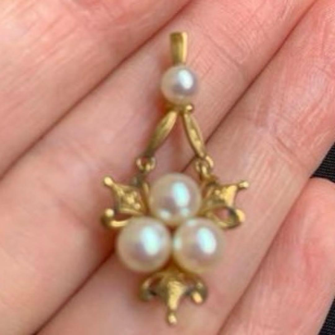 最終価格】真珠 パール チャーム ヴィンテージ gold Pearl 金 K14