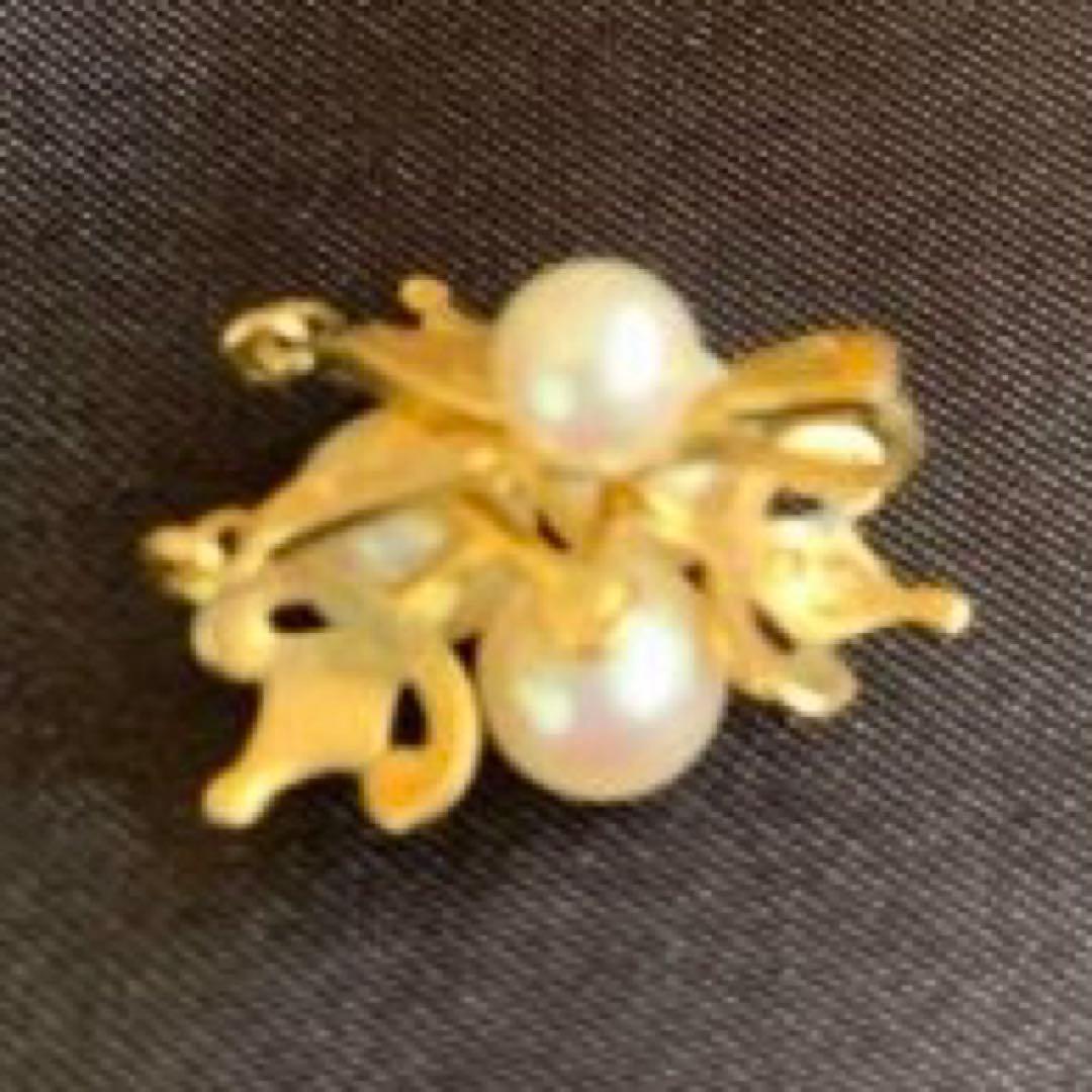 最終価格】真珠 パール チャーム ヴィンテージ gold Pearl 金 K14