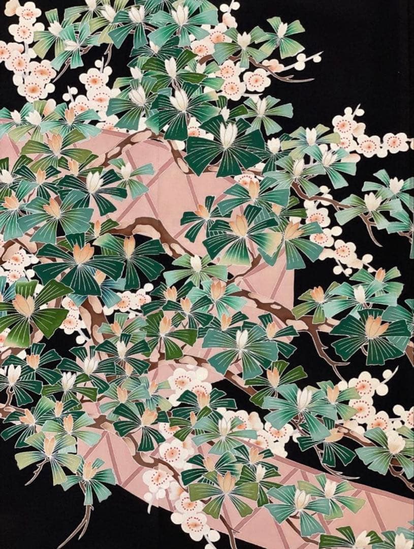 留袖ワンピース　4L/140　作家物/手描き友禅　V襟/フレア袖　正絹