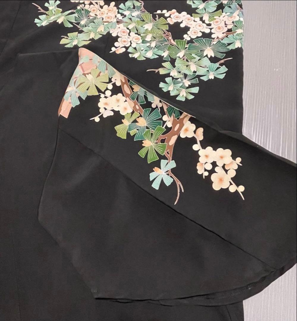 留袖ワンピース　4L/140　作家物/手描き友禅　V襟/フレア袖　正絹