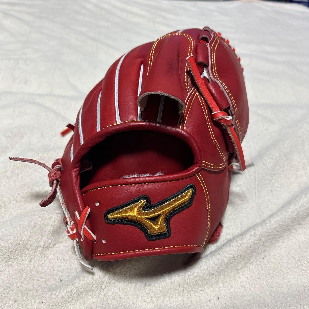 ミズノ 軟式グローブ レッド ゴールドロゴ