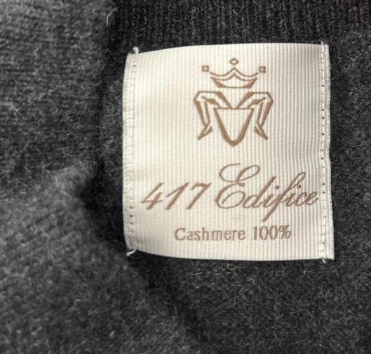 定価2万 417EDIFICE カシミヤモックネックセーター ダークグレー