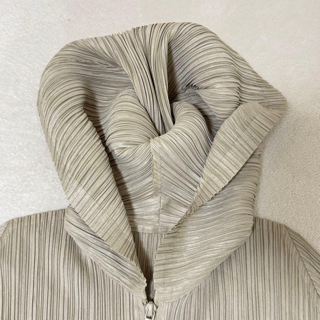 極美品✨PLEATS PLEASE プリーツ　パーカー　ロング丈　ベージュ