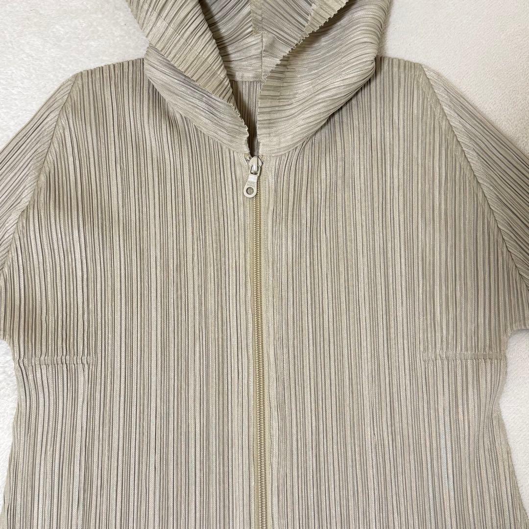 極美品✨PLEATS PLEASE プリーツ　パーカー　ロング丈　ベージュ