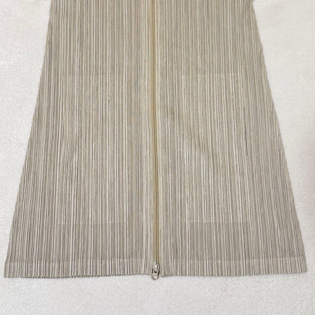 極美品✨PLEATS PLEASE プリーツ　パーカー　ロング丈　ベージュ