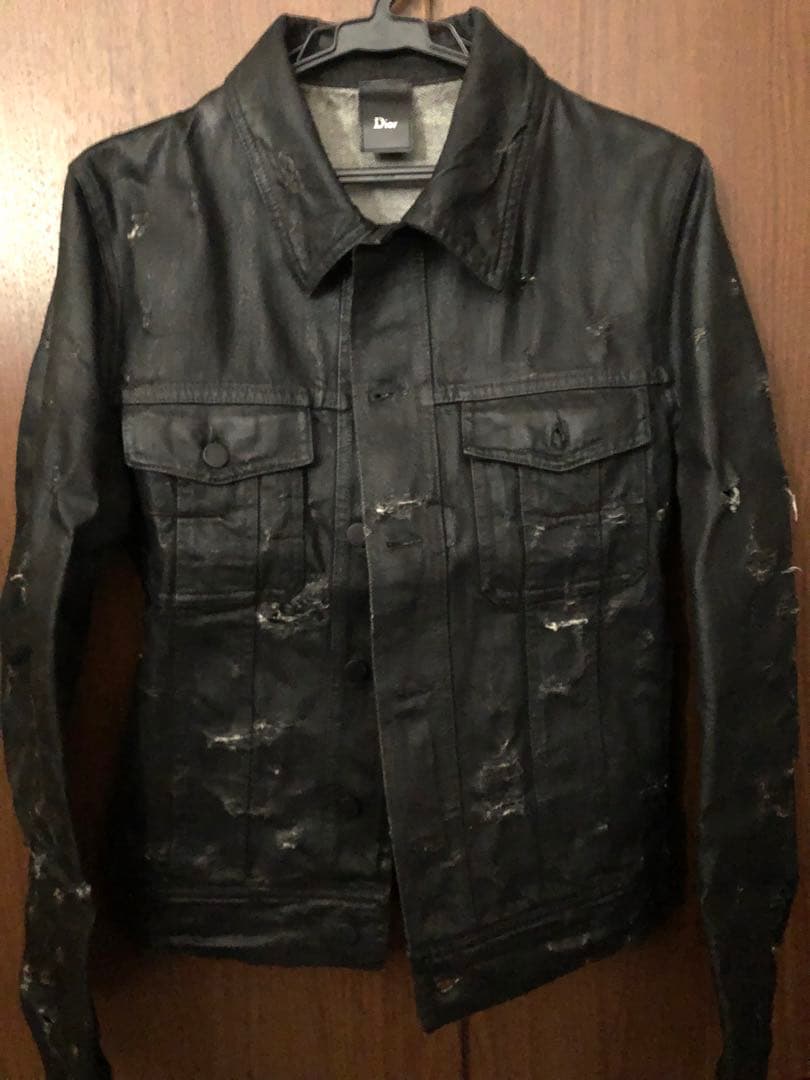 【美品】ディオールオム　デストロイブラックデニム ジャケット　ショップカード付
